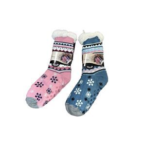 TWO (2) PAIRS MIRABEAU SUPER SOFT THERMAL KNIT SLIPPER SOCKS New
